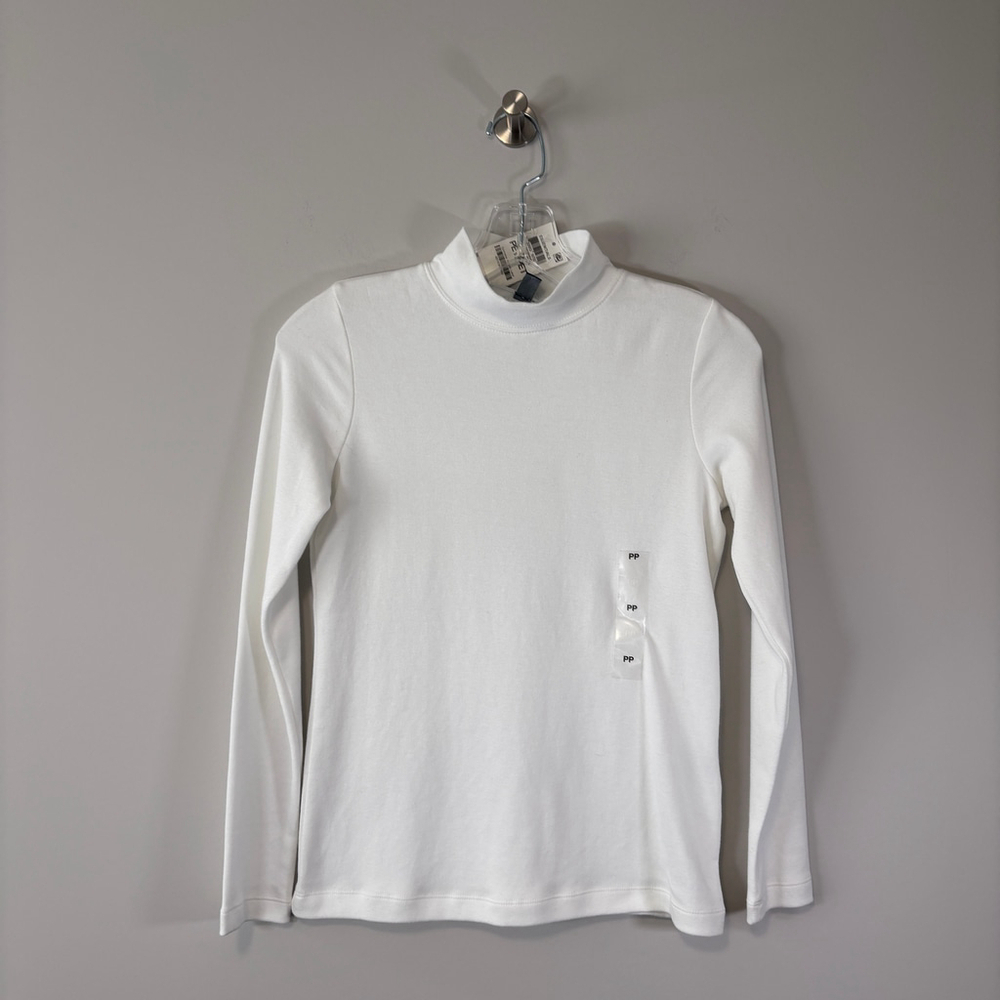 Karen Scott Petite White 100% Cotton Solid Mock-Neck Long Sleeved Top NWT - Picture 4 of 6